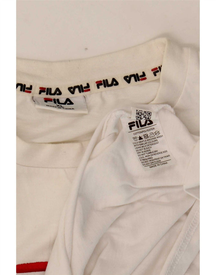 Fila Herre Grafisk T-Shirt Top XL Hvid Bomuld
