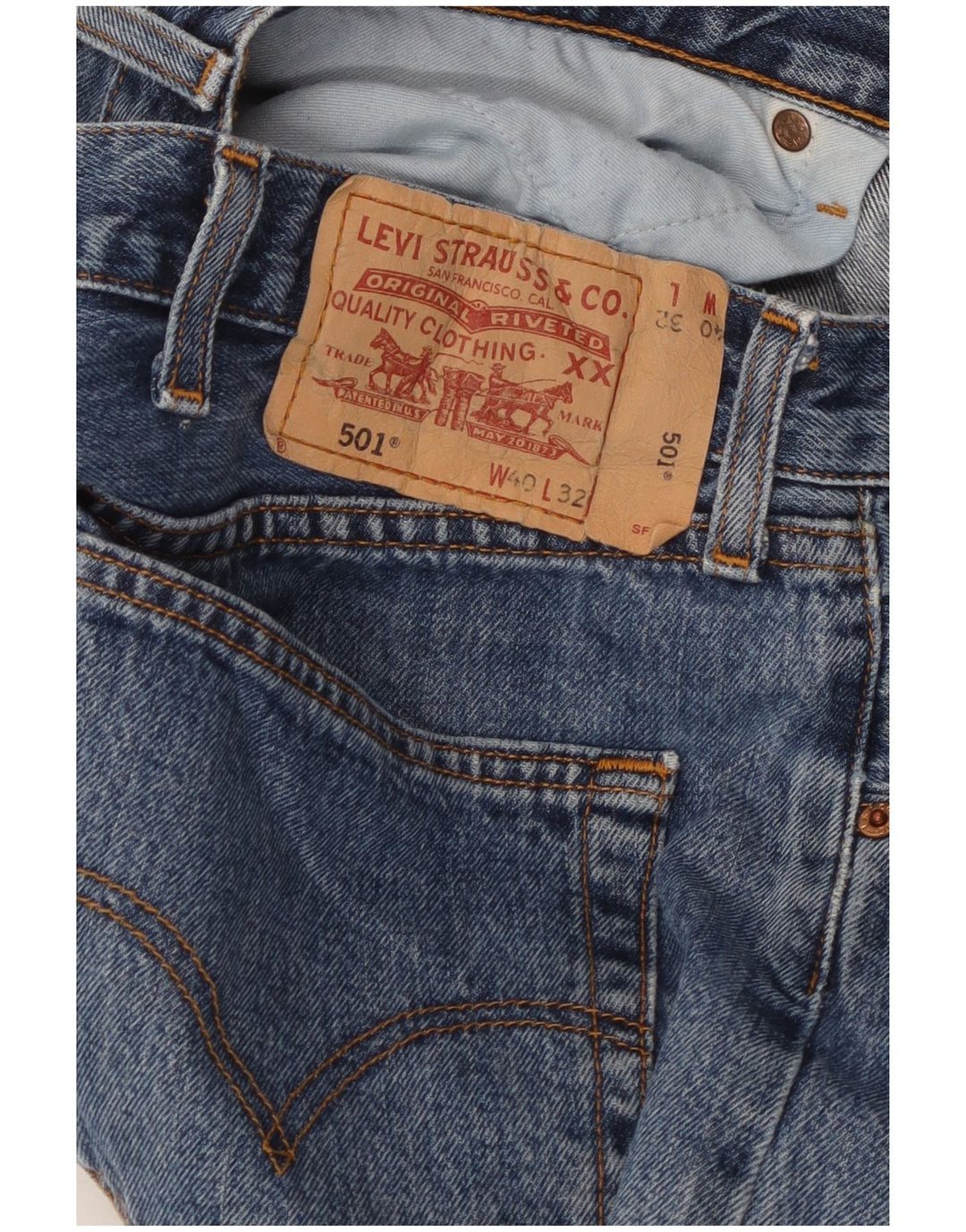 LEVI'S Herre 501 Straight Jeans W40 L29 Blå Bomuld