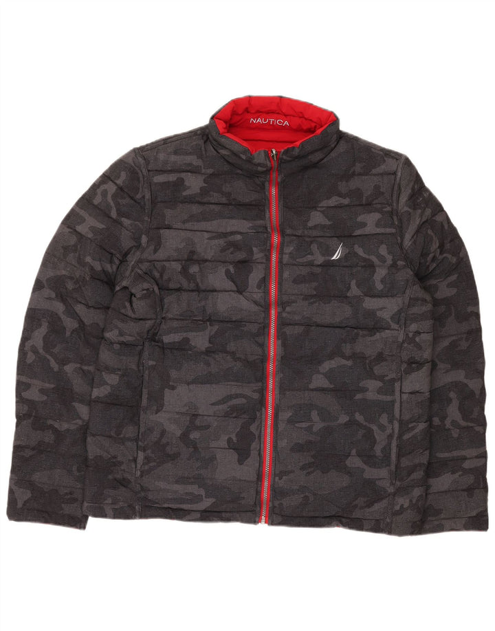 NAUTICA Herre vendbar polstret jakke UK 40 Stor sort Camouflage