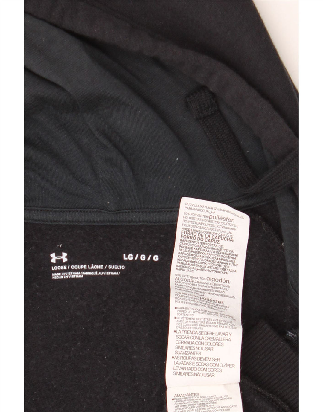 Under Armour Herre hættetrøje med lynlås Stor sort bomuld