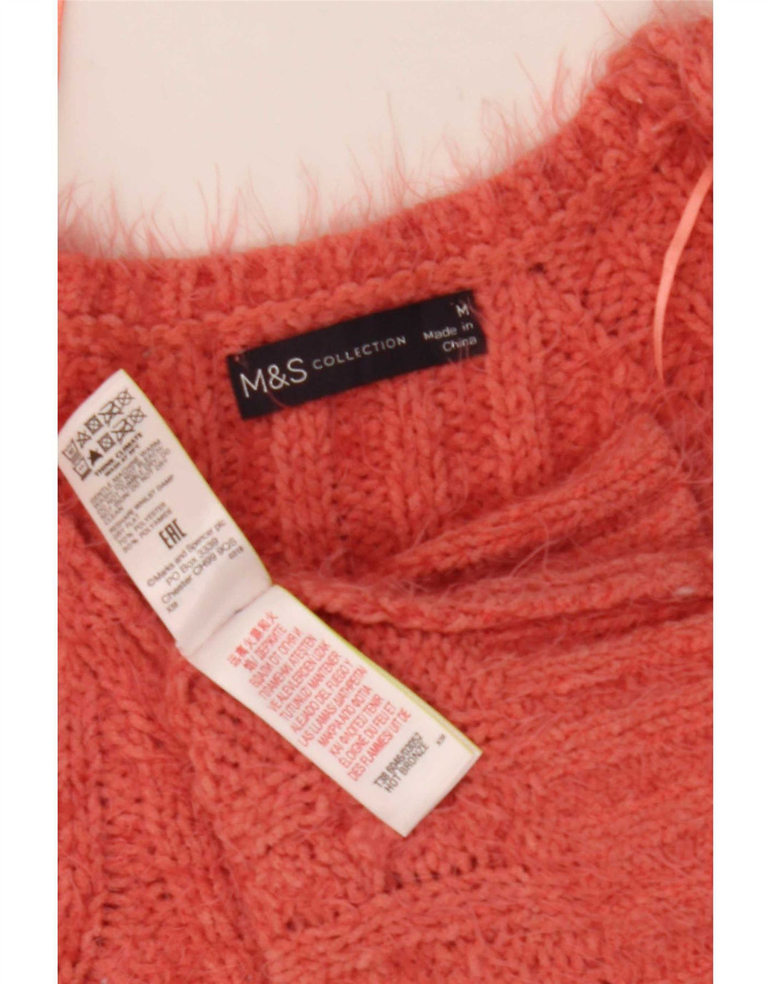 Marks & Spencer Dame V-hals sweater UK 12 Medium Pink Polyester