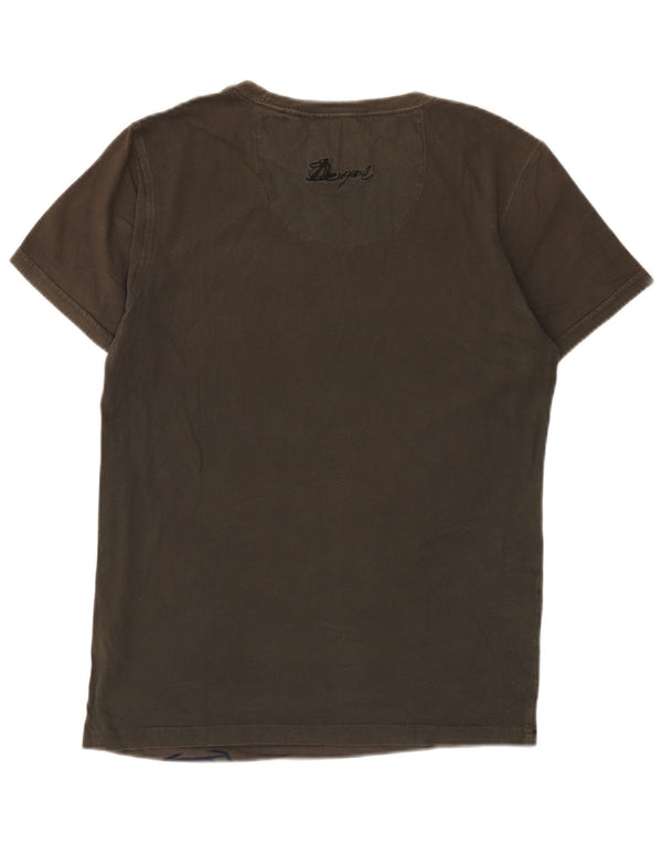 Desigual Herre grafisk T-shirt Top Medium Brun Bomuld