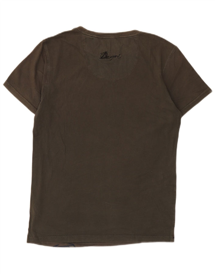 Desigual Herre grafisk T-shirt Top Medium Brun Bomuld