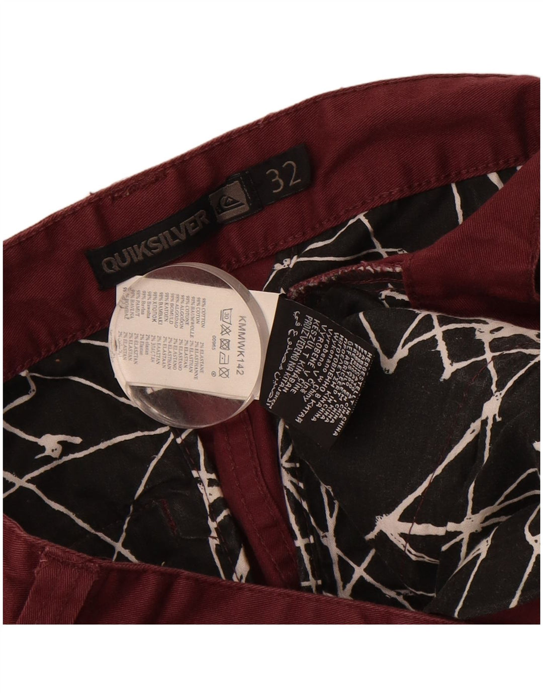 QUIKSILVER Mens Chino Shorts Medium Burgundy Cotton