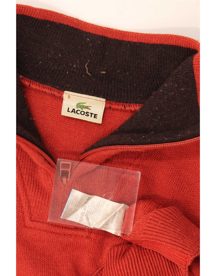 Lacoste Herre Zip Neck Jumper Sweater Størrelse 8 3XL Rød Uld
