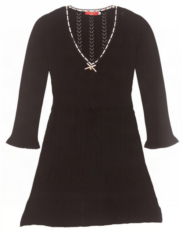 Conbipel Dame Langærmet Jumper Dress UK 8 Small Black Bomuld
