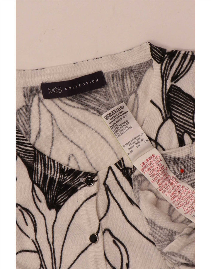 Marks & Spencer Dame Cardigan Sweater UK 16 Large Black Floral