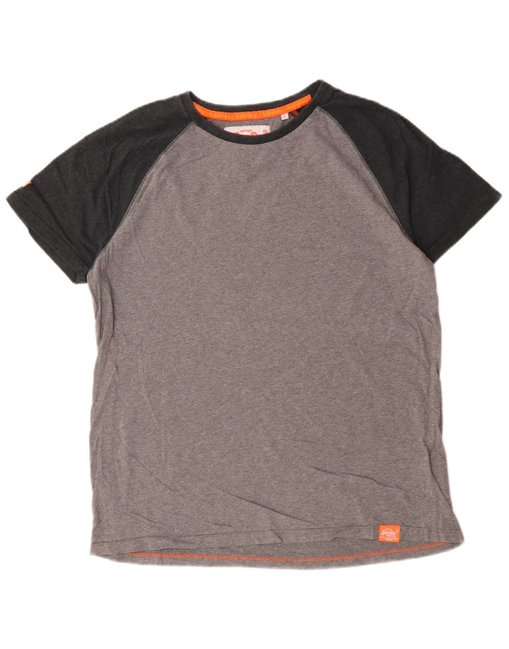 Superdry T-shirt top til mænd 2XL Grå Colourblock Bomuld