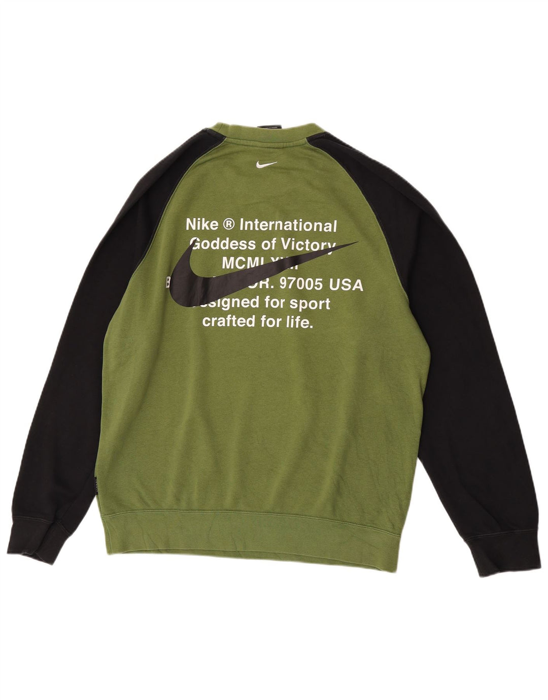 Nike Herre grafisk sweatshirt Jumper Large Grøn Colourblock Bomuld