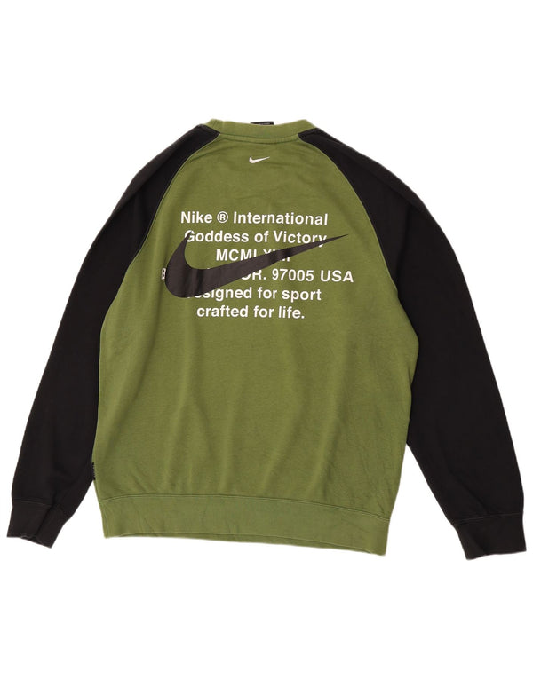 Nike Herre grafisk sweatshirt Jumper Large Grøn Colourblock Bomuld