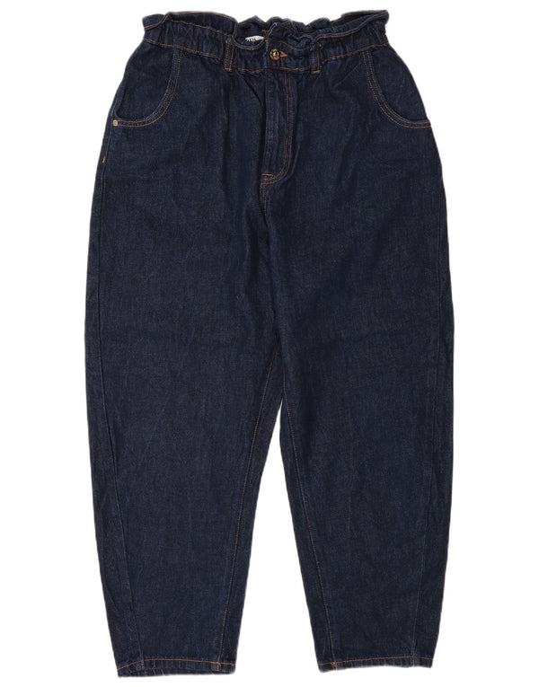 Zara Dame Højtaljede Crop Tapered Jeans EU 42 Large W32 L24 Marineblå