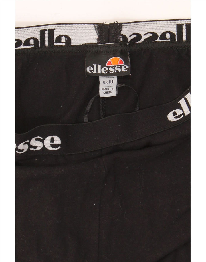 ELLESSE Womens Graphic Leggings UK 10 Small  Black Cotton Vintage Ellesse and Second-Hand Ellesse from Messina Hembry 