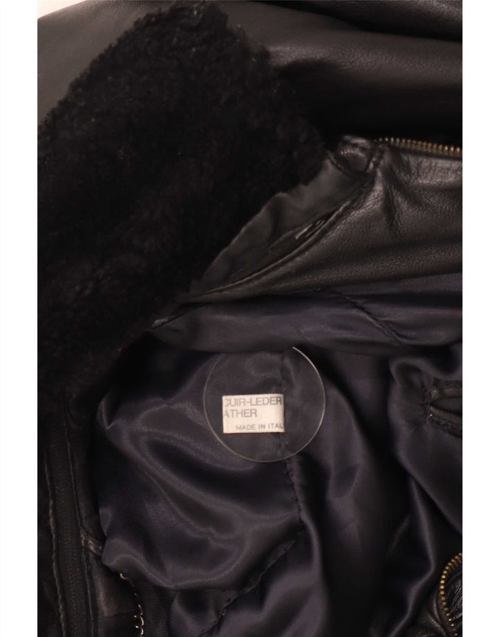 Vintage herre læderjakke IT 52 XL Sort