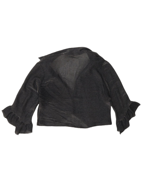 Vintage kortærmet cardigantop til kvinder UK 12 Medium Black Pinstripe