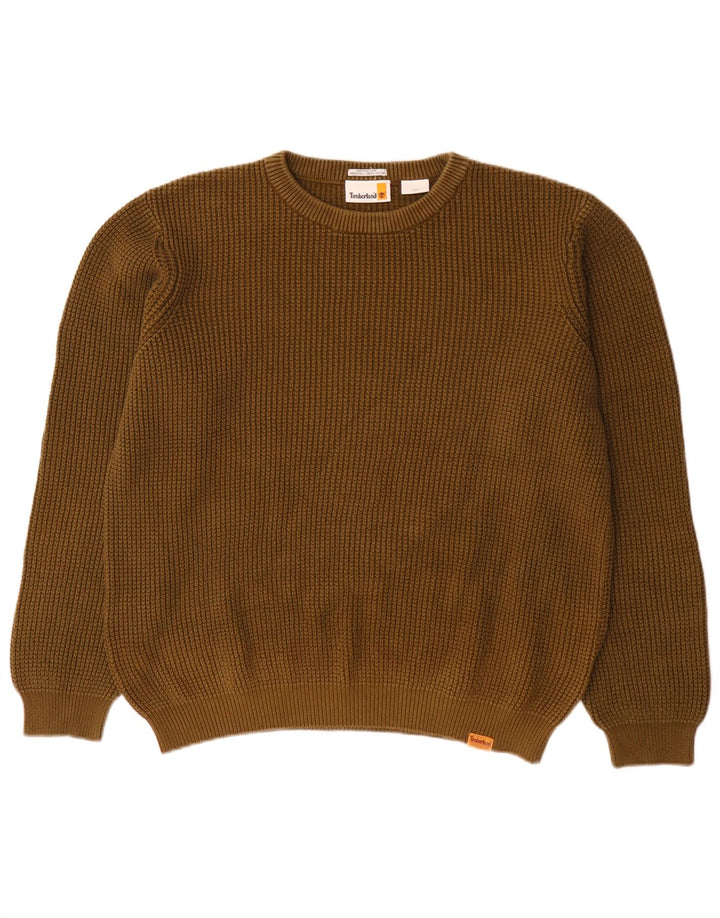 Timberland Herre Crew Neck Jumper Sweater Stor Khaki Bomuld