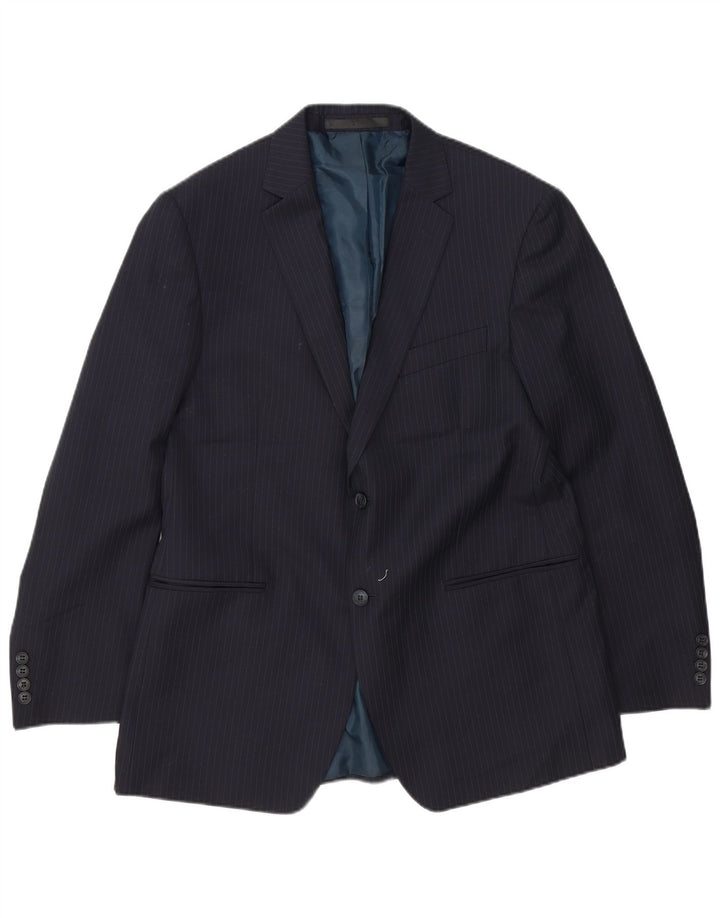 Marks & Spencer Herre 2-knaps blazerjakke UK 42 XL Marineblå nålestribe