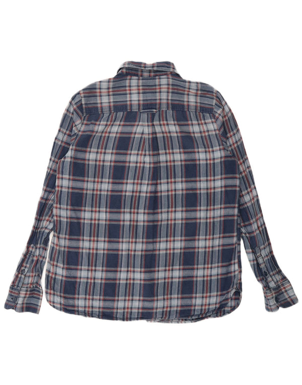 Fat Face Dame Oversized Flanell Shirt UK 10 Small Navy Blue Ternet Bomuld