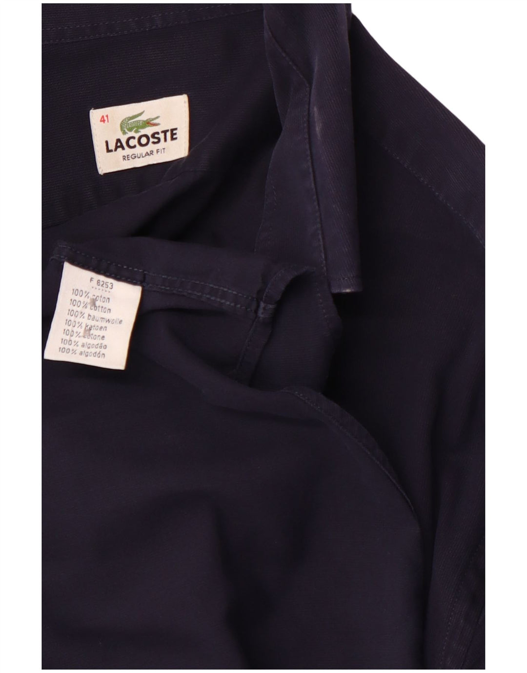 LACOSTE Herre Regular Fit skjorte str. 41 Medium marineblå bomuld
