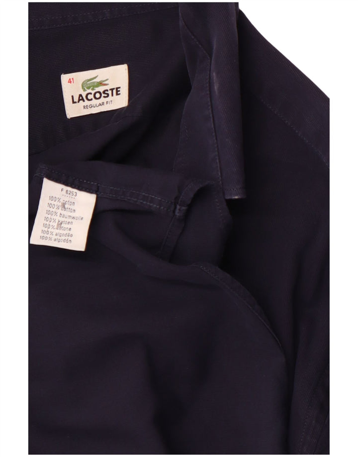LACOSTE Herre Regular Fit skjorte str. 41 Medium marineblå bomuld