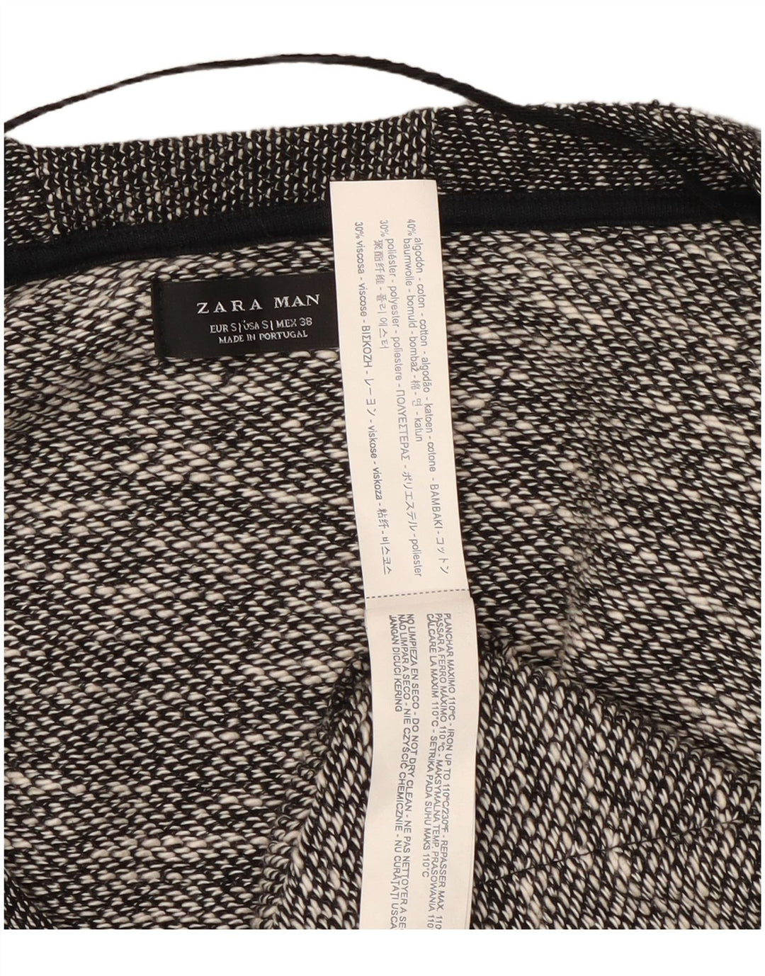 Zara Herre Cardigan Sweater Lille Sort Flecked Bomuld