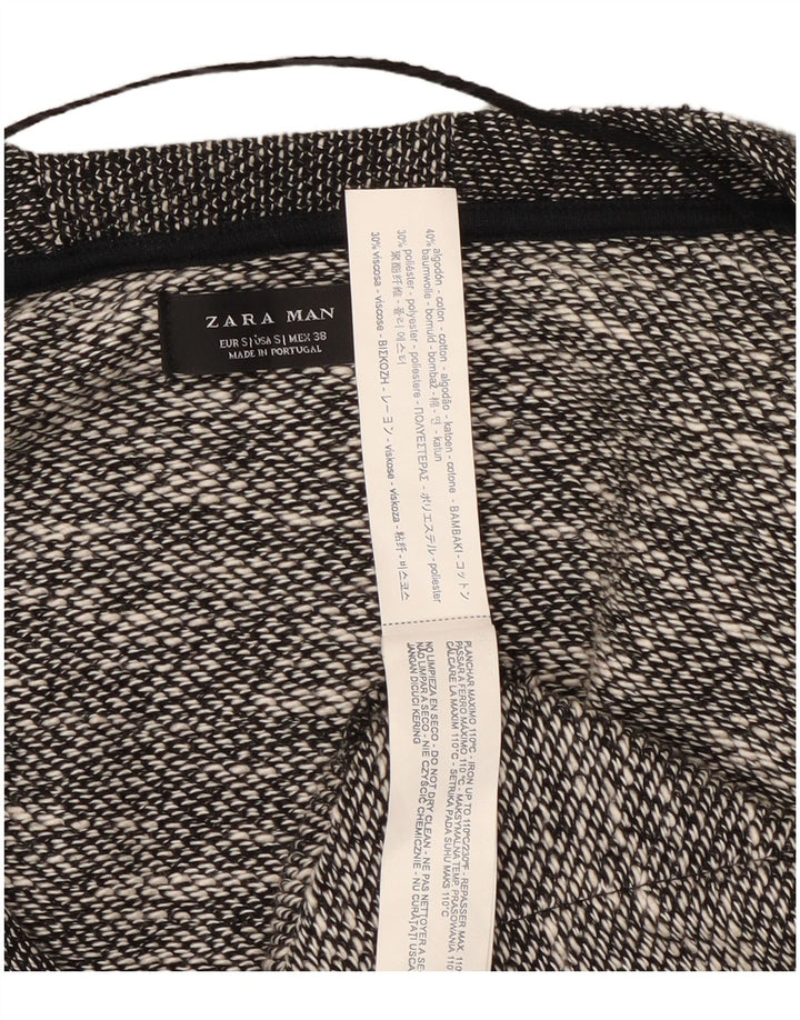 Zara Herre Cardigan Sweater Lille Sort Flecked Bomuld