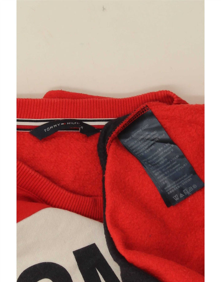Tommy Hilfiger Dame Sweatshirt Jumper UK 14 Medium Rød Colourblock