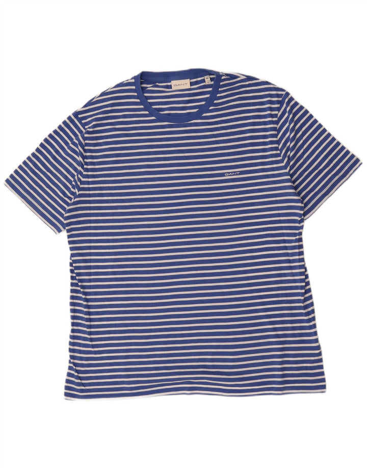 Gant Mens T-Shirt Top 2XL Blue Striped Cotton