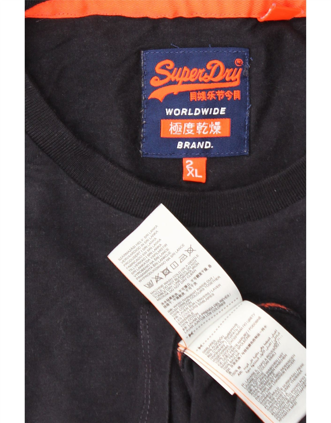 SUPERDRY T-shirt top til mænd 2XL marineblå bomuld