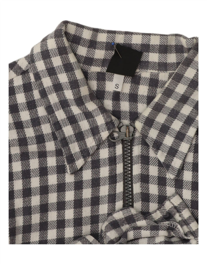 Vintage Dame Bamse Oversized Flanell Shirt UK 10 Small Grey Gingham