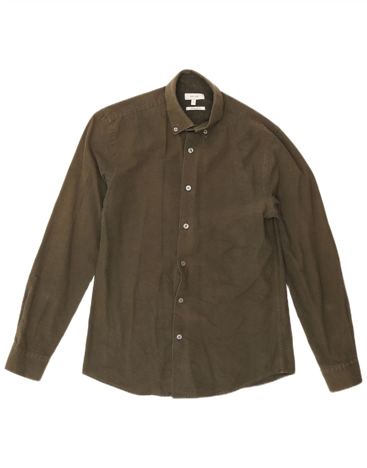 Reiss Herre Regular Fit skjorte, lille Khaki Bomuld