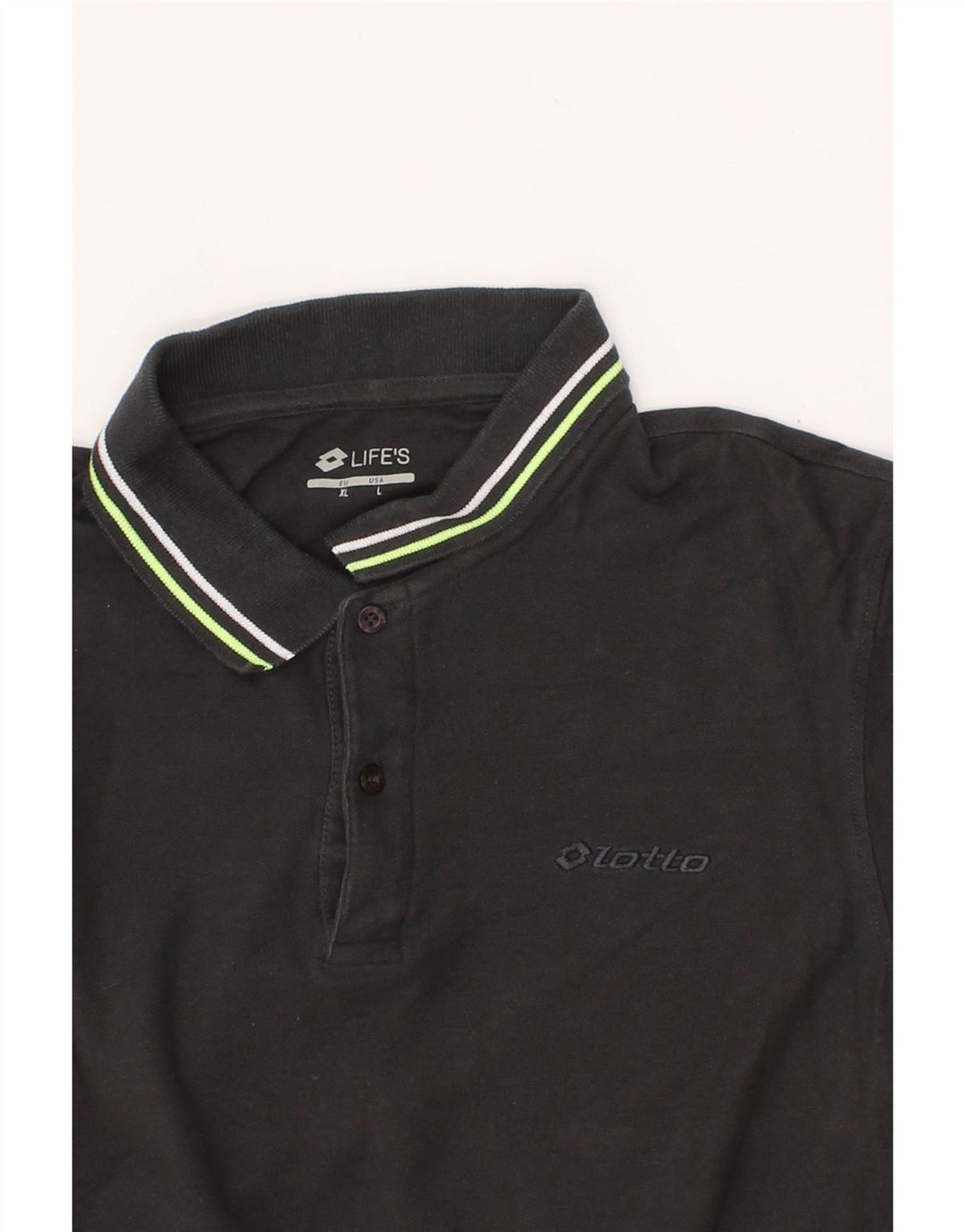 LOTTO Mens Polo Shirt Large Black Vintage Lotto and Second-Hand Lotto from Messina Hembry 