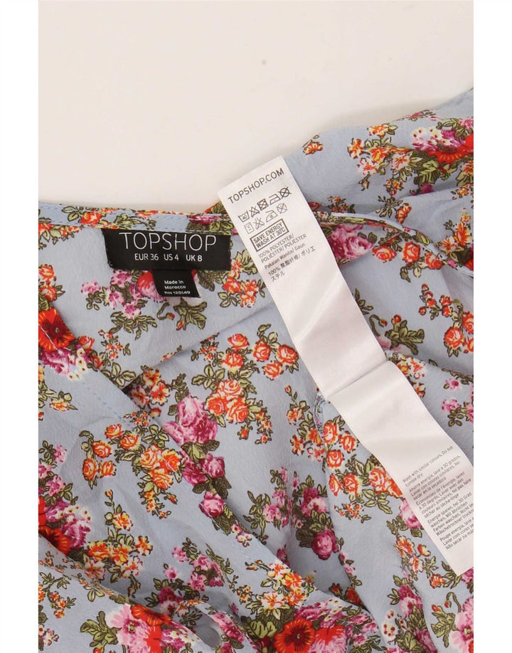 Topshop Dame Sundress UK 8 Small Blue Floral Polyester