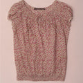 Zara Dame Bluse Top UK 10 Small White Floral Bomuld