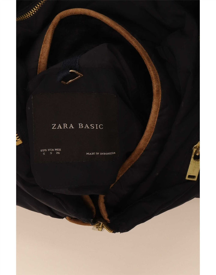 Zara hættejakke til kvinder UK 10 Lille marineblå polyester