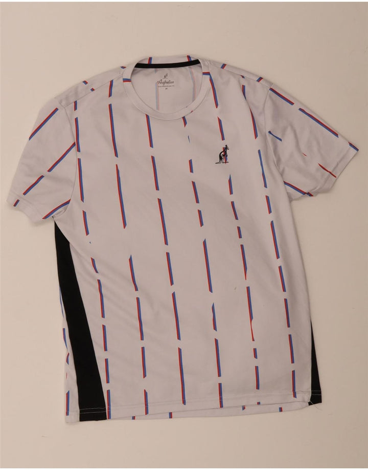 AUSTRALIAN L'ALPINA Herre grafisk T-shirt Top Medium hvid stribet