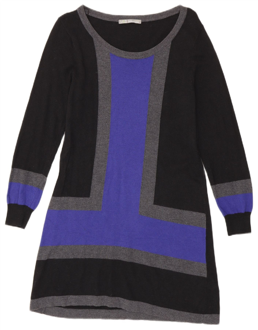 Marks & Spencer Dame Jumper Dress UK 14 Medium Sort Colourblock Viscose