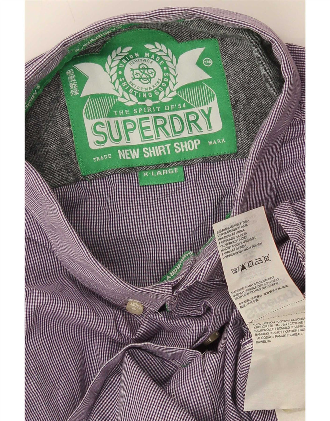 Superdry Herreskjorte XL Lilla Gingham Cotton