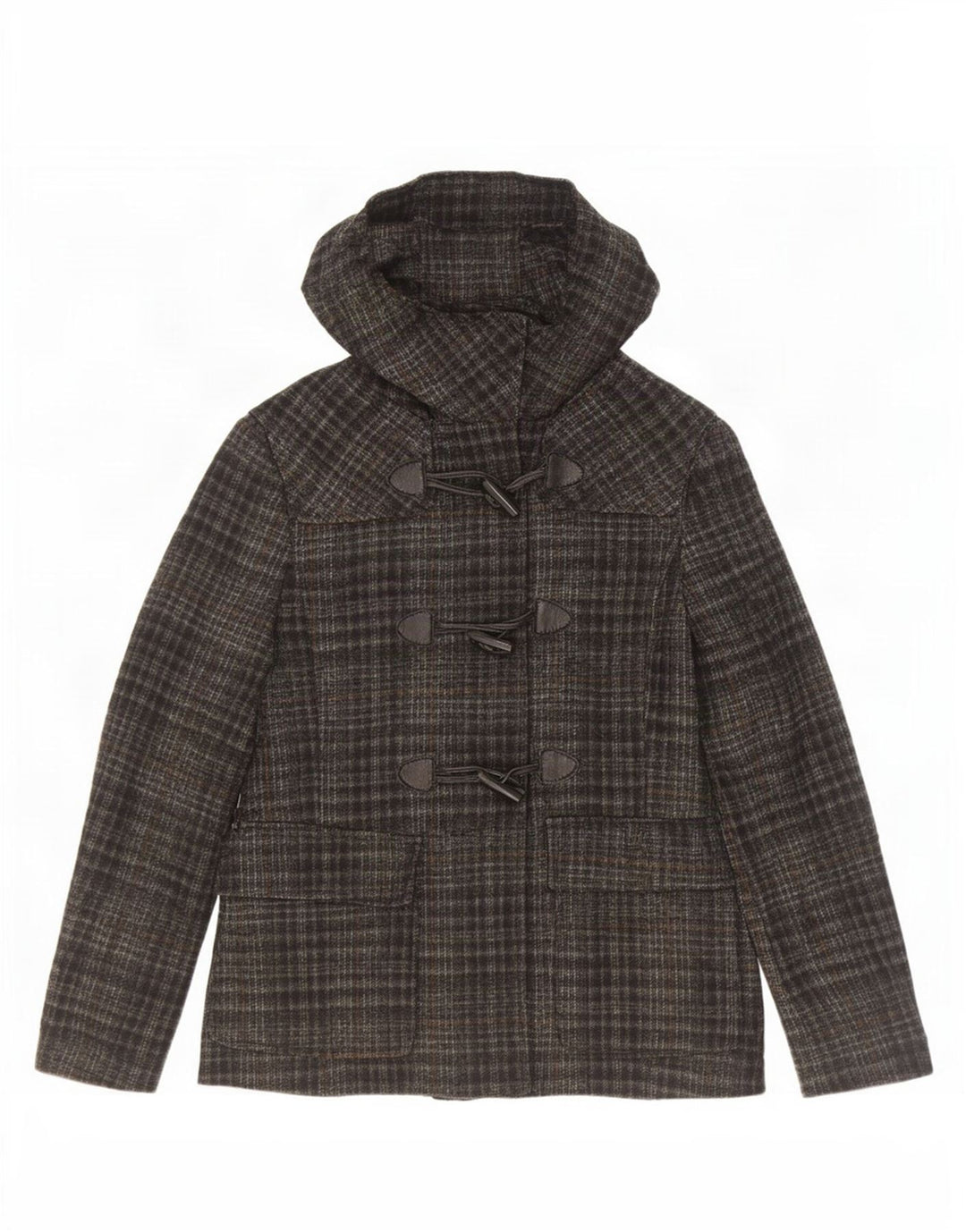 Benetton Dame Hætte Duffle Jacket IT 42 Medium Grey Ternet akryl