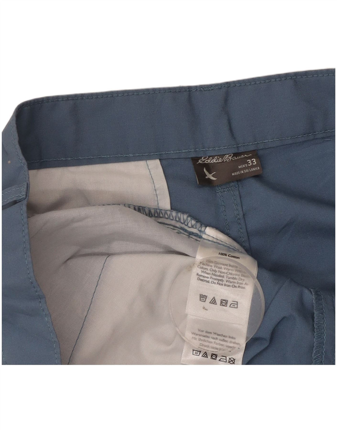Eddie Bauer Herre Chino Shorts W33 Medium Blue Bomuld