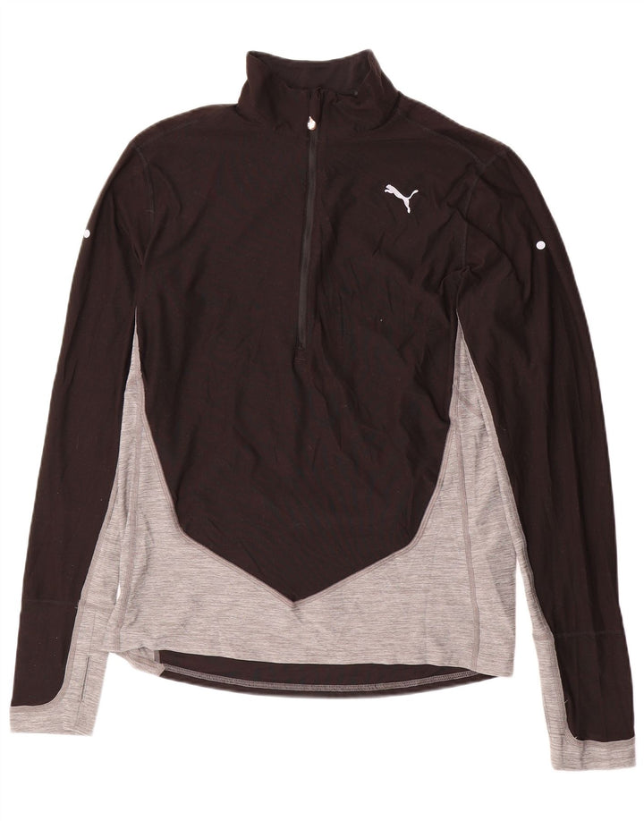PUMA Pullover med lynlås til mænd, træningsdragt Top Medium Sort Colourblock