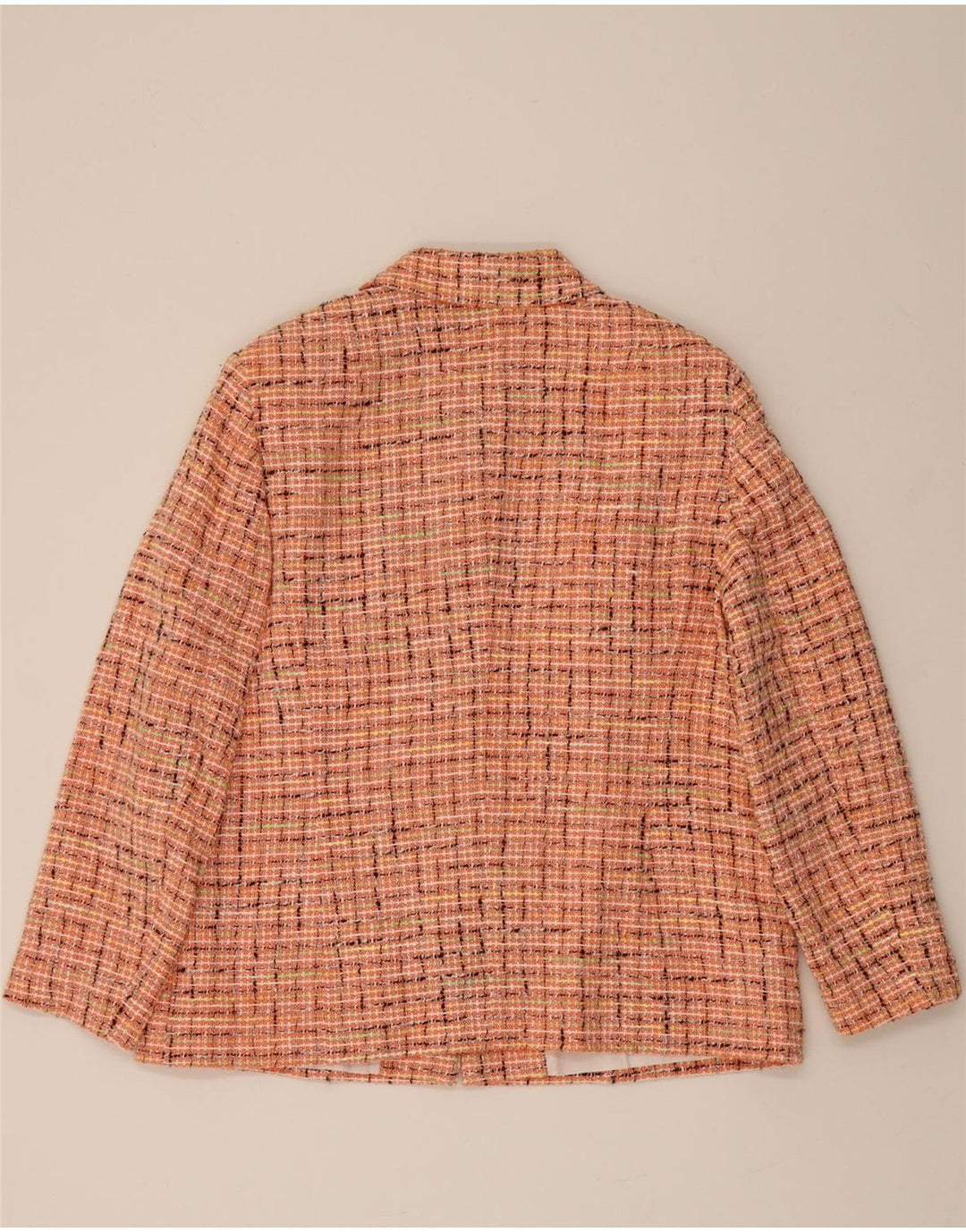 VINTAGE Womens 5 Button Blazer Jacket UK 18 XL Orange Check Cotton Vintage Vintage and Second-Hand Vintage from Messina Hembry 