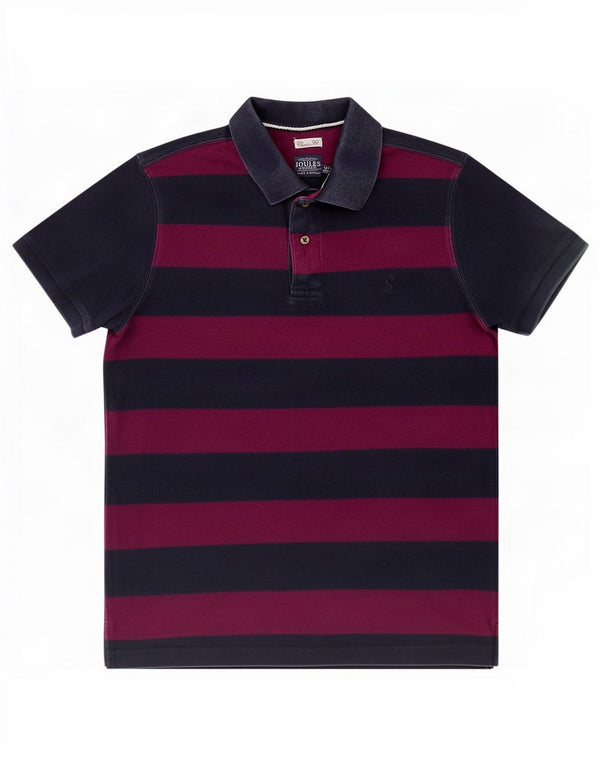 Joules Klassisk pasform poloshirt til mænd mellem marineblå stribet bomuld