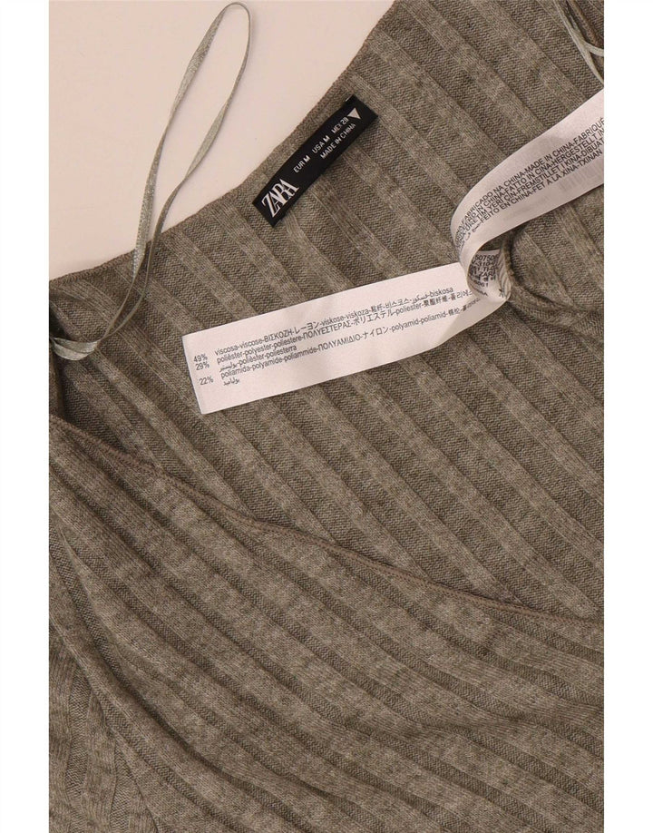 Zara Dame Maxi Bodycon Kjole UK 12 Medium Grey Viscose