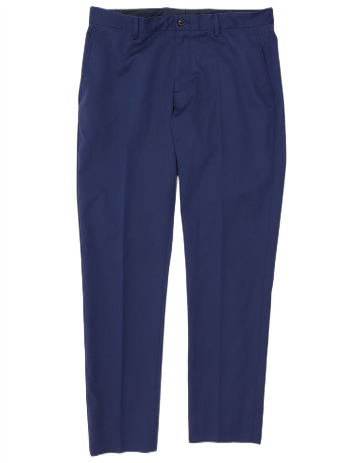 Zara Herre Slim Chino Bukser EU 42 Large W32 L30 Blå Polyester