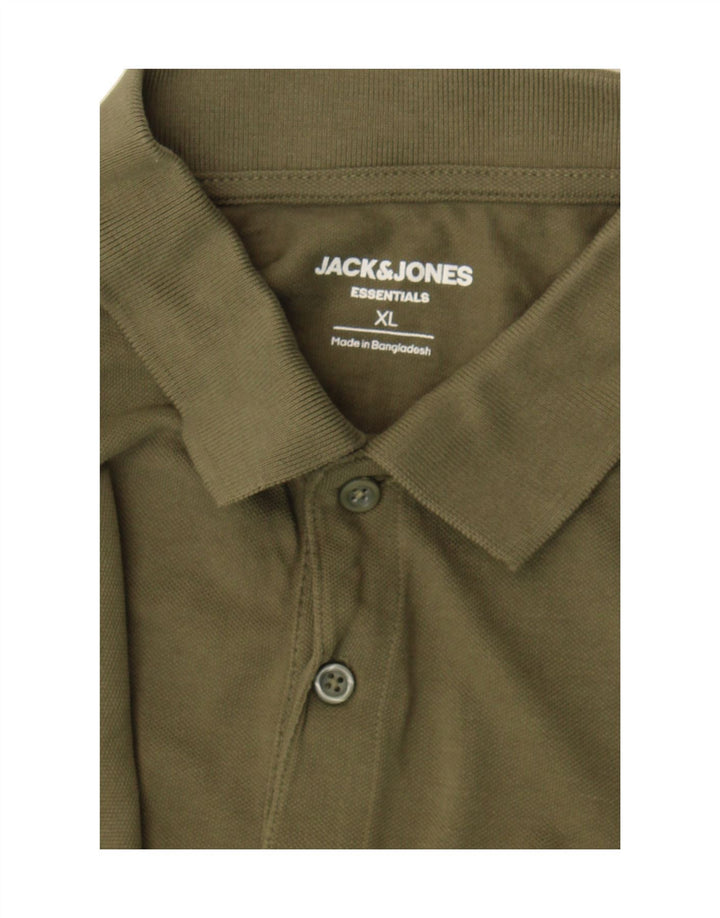 JACK & JONES Mens Polo Shirt XL Khaki Cotton Vintage Jack & Jones and Second-Hand Jack & Jones from Messina Hembry 