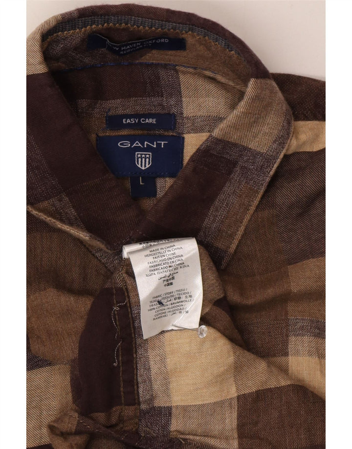 Gant Herre Regular Fit Flanellskjorte Stor brun ternet bomuld