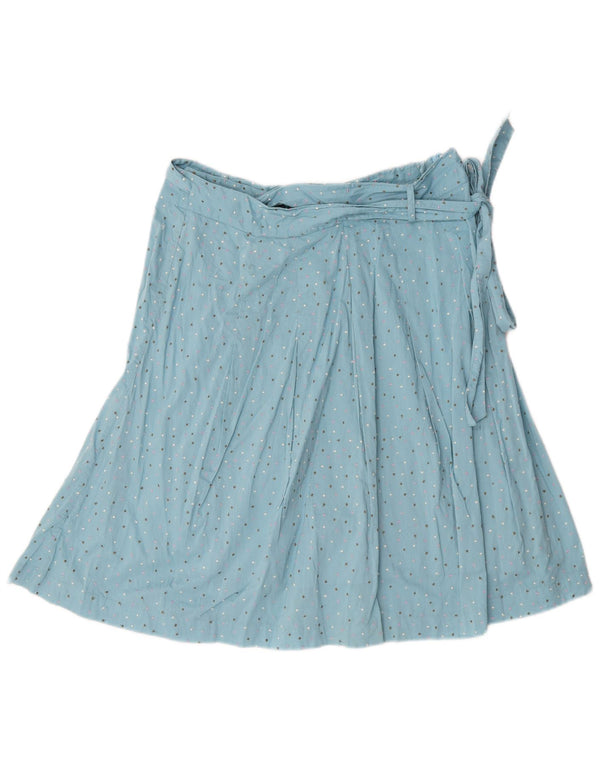 Boden Dame A-Line nederdel UK 14 Large W32 Blue Spotted Bomuld