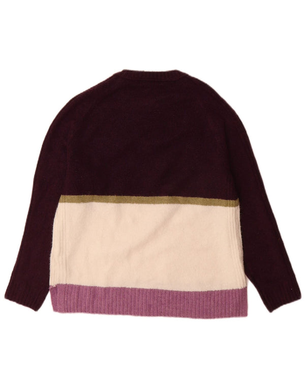 Marks & Spencer Womens Crew Neck Jumper Sweater UK 14 Medium Purple Striped