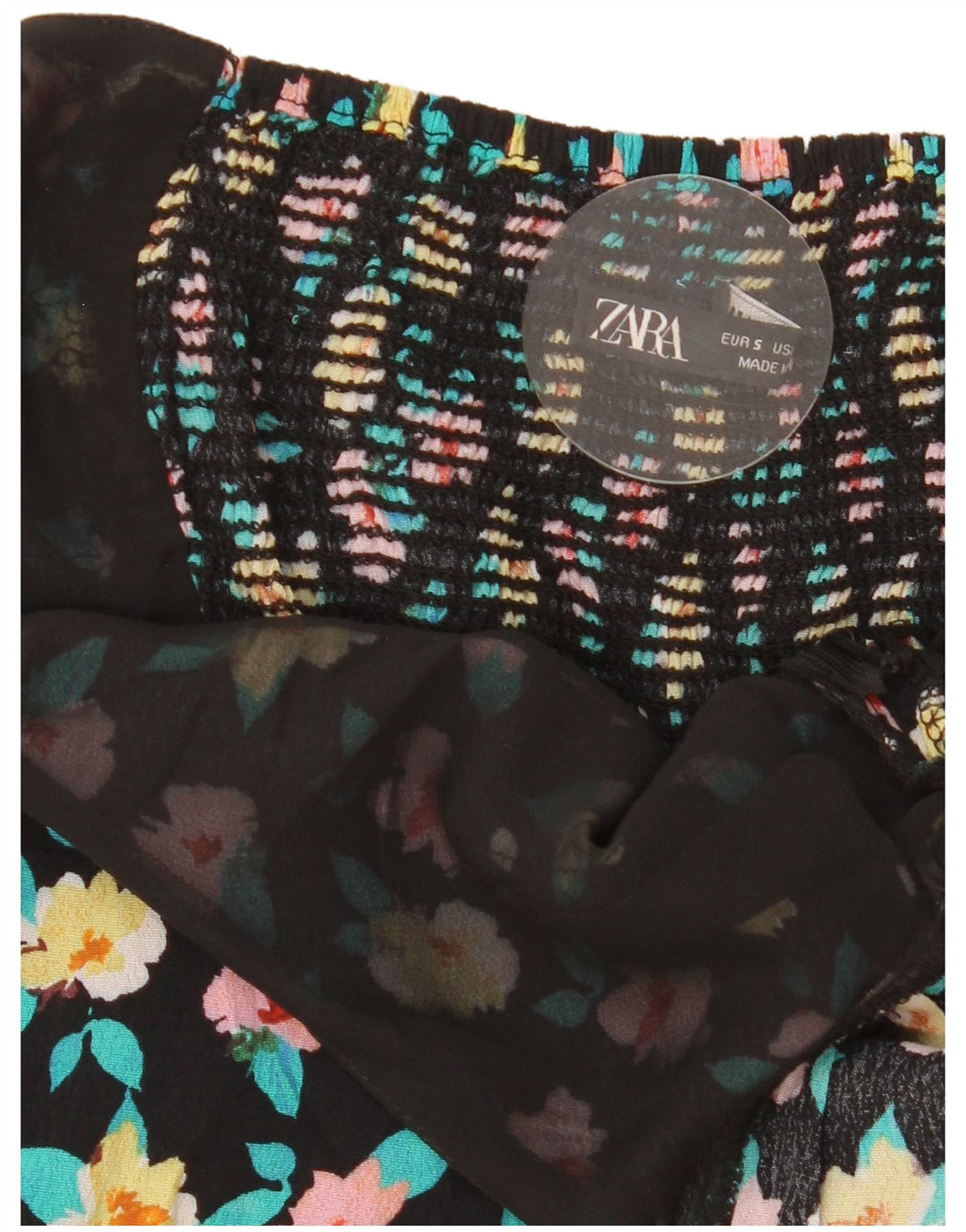 Zara Dame Playsuit UK 8 Small Black Floral
