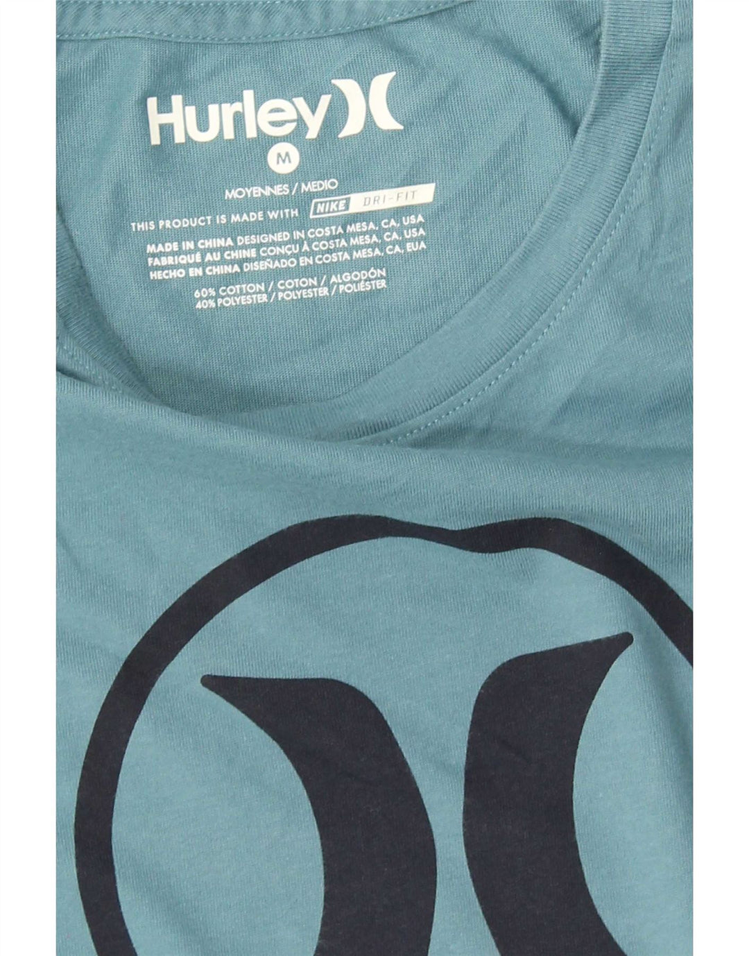 Hurley Herre Dri Fit grafisk T-shirt top mellemblå bomuld